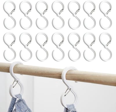 14-delige S-haak set, veilige kunststof hanghaken voor kleding, keuken en badkamer accessoires