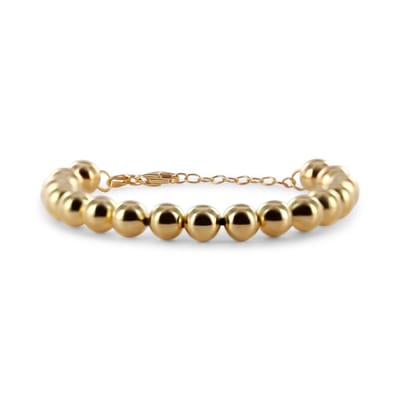 New Bling 9SIL-23249 Zilveren Armband Bolletjes 8mm - 16+3cm - Karabijnsluiting - Zilver - Verguld/Goud op Zilver
