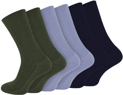 Calzera 6 Paar Diabetes Sokken - Groen/Blauw/Navy - Wijde Boord - Sokken Zonder Elastiek - Non Elastische Top - Anti-Press - Medische Sokken - Naadloos - Dames en Heren - Maat 40-46