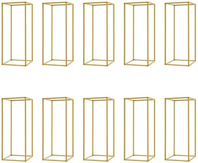 Vemzor - Set van 10 Gouden Metalen Bloemstandaards – 60 cm Hoog – Decoratieve Bruiloft & Event Pilaren – Modern Kolomontwerp