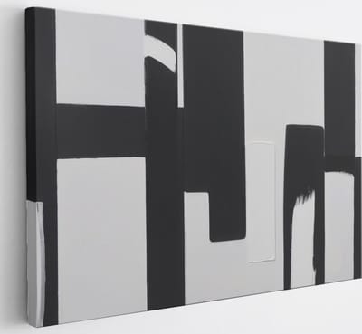Saammp Canvas Schilderij - Zwart witte strepen - Abstract - 30x20 - Foto op canvas - Wanddecoratie - Muurdecoratie Woonkamer - Slaapkamer decoratie - Canvas Print