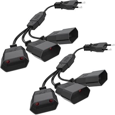 Verlengkabel 3-voudige eurostekker 0,3m - Korte netkabel voor tv, pc en monitor