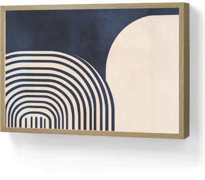 Wandlamp 60x40 cm - Oplaadbaar - Donkerblauw - Abstract - Lijnen - Wandlampen binnen woonkamer - Slaapkamer lamp - Decoratieve nachtlamp - Vloerlamp draadloos