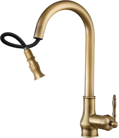 Dailygoods- Keukenkraan Antiek - Uittrekbare Mixer - 360° Draaibaar - Retro Mengkraan - Keramische Cartouche - Kwalitatief Hoogwaardig