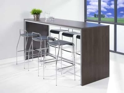 Hoge tafel: Statafel of bartafel breed 140CM diep 80CM bladkleur Antraciet eiken framekleur Aluminium (RAL9006)