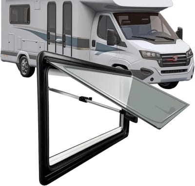 Caravan Dakraam - Camper Venster Luik - Ventilatie en Privacy - Dubbellaags Acrylglas - 600x300mm - Zwart