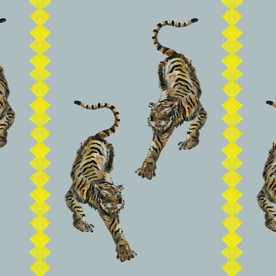 Behang Tiger Panthera blauw