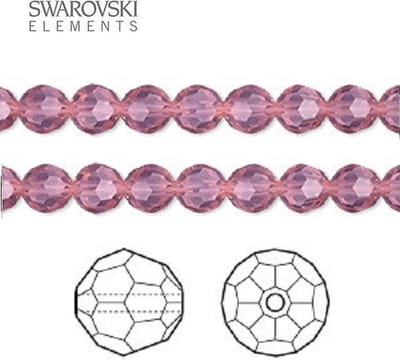 Swarovski Elements, 24 stuks Swarovski ronde kralen, 6mm, cyclamen opal (5000)