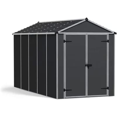 Canopia Metalen Tuinhuis Rubicon - Donkergrijs - 379x185cm - Enkele Deur - Met Vloer