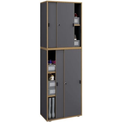Houten kantoorkast Dossierkast Kantoormeubilair Kast Salia 5-voudig breedte 60 cm Schuifdeuren