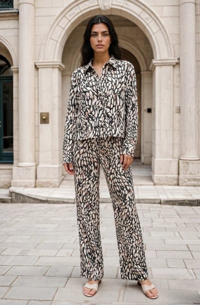 MI PIACE - Travel Broek Abstracte Print MP202089 Deep Depth Kit - Maat : S