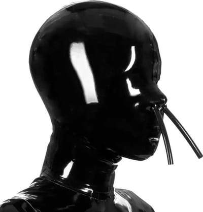 Full latex masker - Neus beademing buisjes - Fetisj - BDSM - Erotische maskers - 4MM Dikte latex - Maat L/XL