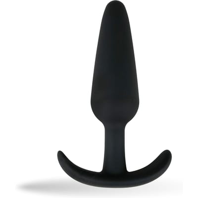 Easytoys - Zwarte siliconen anaalplug met handvat klein 1