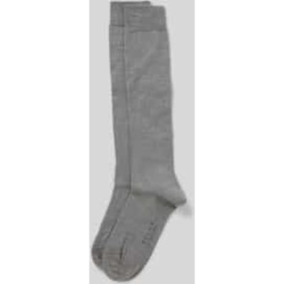 FALKE Softmerino lang eenkleurig wol katoen kniekousen dames grijs - maat 37-38