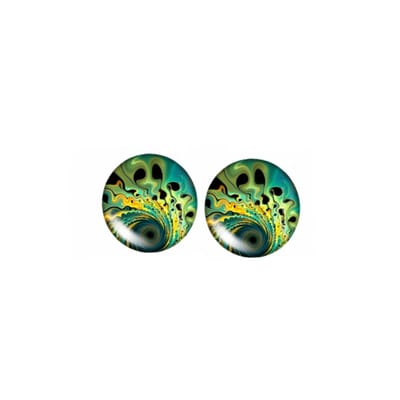 Zilver -oorknopje -Pauw -groen- Charme Bijoux