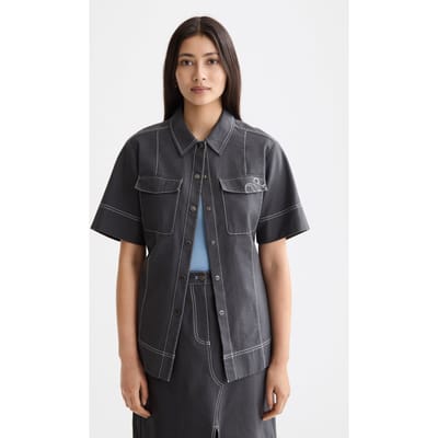 Scotch & Soda Patch Pocket Short Sleeve Shirt Charcoal Art Taglia: 34 | Magliette intime Outlet | Donna | Nero