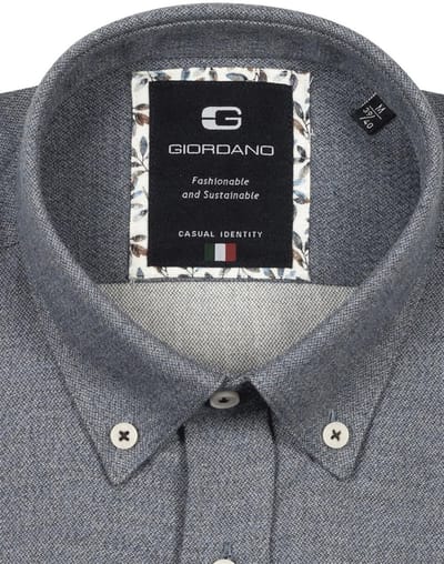Giordano overhemd navy gemeleerd test OHO