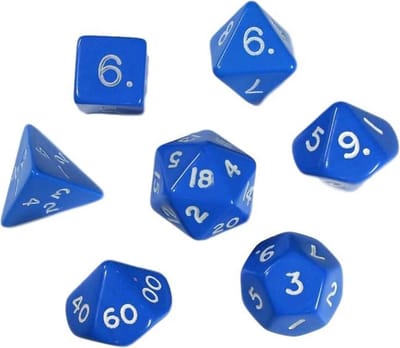 Polydice set 7 stuks - Polyhedral dobbelstenen set  | dungeons and dragons dnd dice| D&D  Pathfinder RPG|  | Blauw