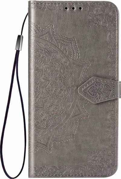 Geschikt voor Samsung Galaxy A51 Bookcase - Grijs - Bloemen - Portemonnee Hoesje