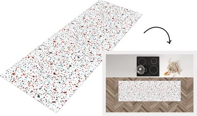 Keukenloper - Loper keuken - Terrazzo - Design - Grijs - Bruin - 150x50 cm - Keukenloper vinyl