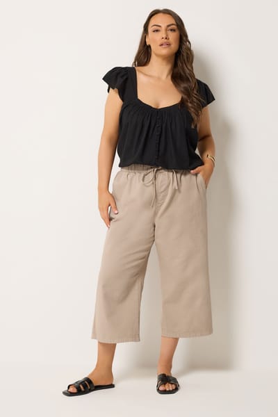 Yours Natuurlijk Bruine Cropped Denim Broek Size 42