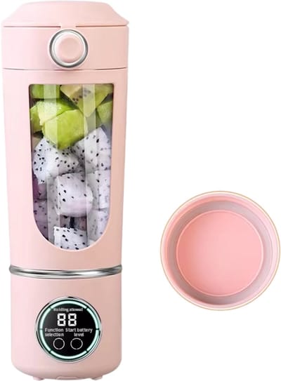 Draagbare Blender 700ML – Smoothie Maker en Juicer 2-in-1 met 12 Messen, USB Oplaadbare Mini Blender voor Shakes, Smoothies en Fruitmix - Roze