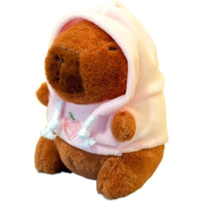 Schattige Capybara Pluche Speelgoed Hoodie met Vleugels Simulatiepop Klein Formaat Knuffeldieren Anime Pluizig Speelgoed Verjaardagsfeestje Sleutelhanger