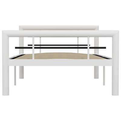 vidaXL - Bedframe - metaal - wit - en - zwart - 100x200 - cm