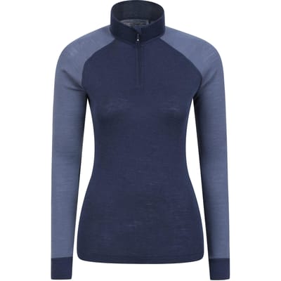 Mountain Warehouse Dames Merino Wol Zip Neck Thermo Top (Navy)