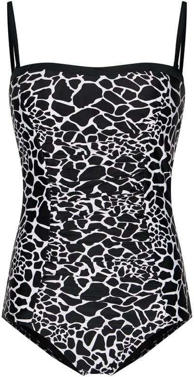 Pastunette - Noir Safari - Bandeau Tankini - Zwart/Wit - Strapless - Maat 40