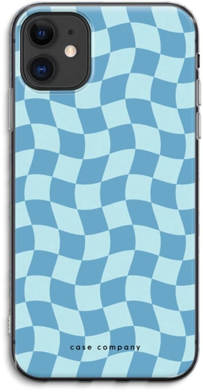 Case Company® - Hoesje geschikt voor iPhone 11 hoesje - Grid Blauw - Soft Cover Telefoonhoesje - Bescherming aan alle Kanten en Schermrand