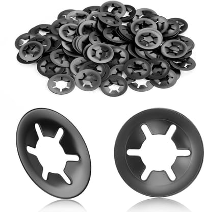 100 Stuks Retainer Ringen Set, M6 x 14 mm Klemringen, Binnen Tand, Snelle Bevestiging, Zwart, Voor Mechanische Toepassingen en Bevestigingen