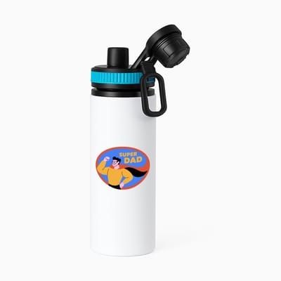 Hacebo® - super dad waterfles met draaidop blauw - Vader - papa - Vaderdag - cadeau - verjaardag - kado - water fles - 850ML