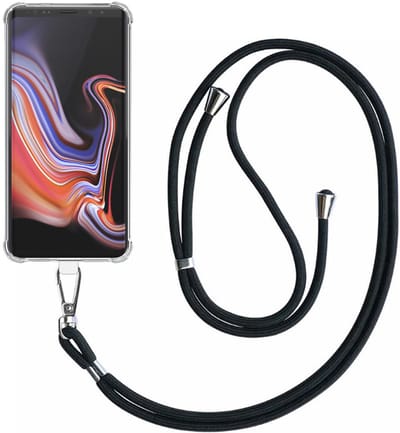 Smartphonica Telefoonhoesje Geschikt voor Samsung Galaxy Note 9 Transparant Schokbestendig met Afneembaar Universeel Telefoonkoord - Backcover Case Siliconen ShockProof with Lanyard geschikt voor Samsung Galaxy Note 9