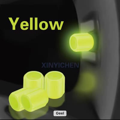 Ventieldopjes lichtgevende met fluorescerend licht voor auto of motor band 4 stuks Geel