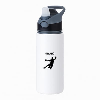 Hacebo® - Handbal met eigen naam waterfles met rietje zwart - Handbal - Handballer - Sport - water fles - 650ML