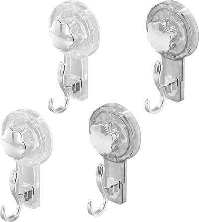 Set van 4 zuignappen, eenvoudig te bevestigen zonder boren, herbruikbaar en sterk, ideaal voor handdoeken, badjassen en keukenaccessoires, geschikt voor tegels en glas
