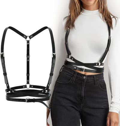 Verstelbare Zwarte Leren Punk Tailleband voor Vrouwen - Goth Vest Accessoire voor Cosplay, Feest en Halloween Kostuums