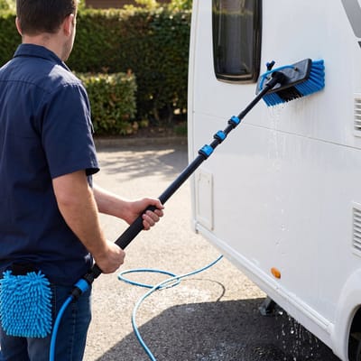 Cheqo® Autowasborstel Telescopisch - Waterbezem - Wasborstel Set - Caravan en Camper - Boot - Zonnepanelen - Uitschuifbare Telescoopsteel - Watergevoed - Microvezel Mop - Autowasset - Waterborstel - Auto Wassen - Schoonmaakborstel - Vrachtwagen