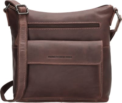 Hide & Stitches Japura Crossbody Schoudertas - 100% Leder - Leren Dames Tas - Donkerbruin