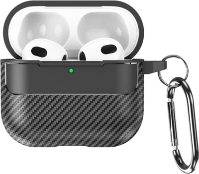 Telestore - Hoesje geschikte voor AirPods 4 - TPU carbon zwart hoesje Beschermhoes - Shockproof AirPods 4 Cover - AirPods 4 Hoesje - Geschikt voor Apple Airpods 4 - zwart - carbon TPU cover