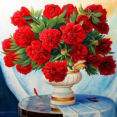 Peinture diamant 5D à faire soi-même, broderie, mosaïque, fleurs de pivoine rouge, point de croix, décor mural 30X30CM black