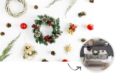 Kerst Tafelkleed - Kerstmis Decoratie - Tafellaken - Winter - Krans - Kerst - 220x150 cm - Kerstmis Versiering