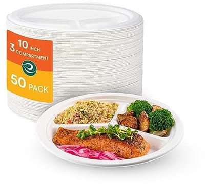 Composteerbare Papieren Borden 25,4 cm - Milieuvriendelijke Ronde Borden (50 Stuks)