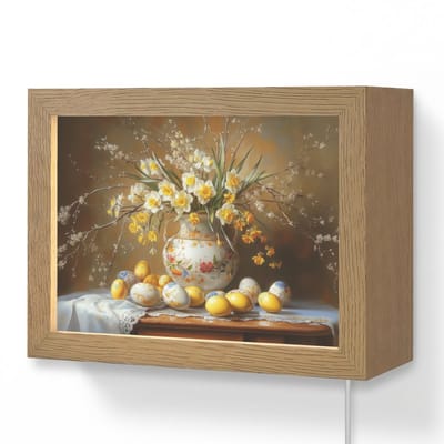 Wandlamp 20x15 cm - Oplaadbaar - Paaseieren - Stilleven - Vaas - Wandlampen binnen woonkamer - Slaapkamer lamp met kabel - Decoratieve nachtlamp - Vloerlamp snoer
