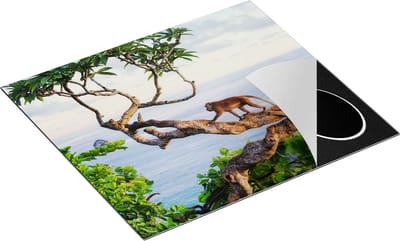 Chefcare Inductie Beschermer Aap Klimt in een Boom aan het Water - 60x50 cm - Afdekplaat Inductie - Kookplaat Beschermer - Inductie Mat