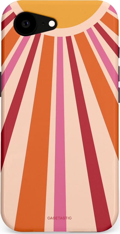 Casetastic Hoesje Geschikt voor Apple iPhone 16e Magsafe - Stijlvolle Beschermende Duo-layer Case - Retro straal
