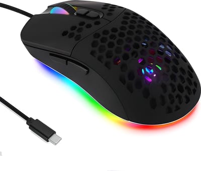 TOJ Optische Game / Gaming Muis - Bedraad 1.8 Meter - RGB Verlichting - 7200DPI - Zwart - USB-C