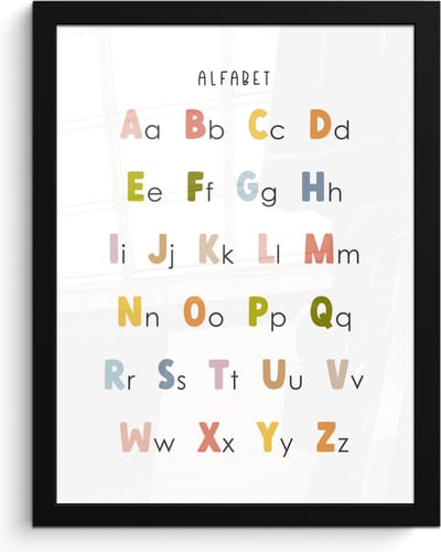 Poster in lijst - Fotolijst 30x40 cm - Posters - Alfabet - Educatief - Kleuren - Letters leren voor kinderen - Posterlijst zwart - Kamer decoratie - Wanddecoratie kinderkamer - Muurdecoratie babykamer