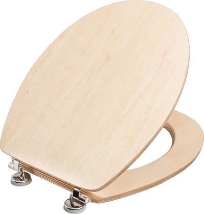 WC-bril met softclose - Toiletzitting hout - Comfortabel zitten - Natuurlijk grenenhout - 43 x 38 cm - Houtlook